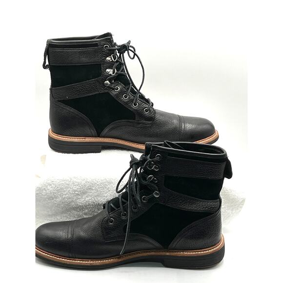 UGG Magnusson Black Leather & Suede Comfort VTG Style Lace Up Boots Mens Size 12 - Picture 7 of 13